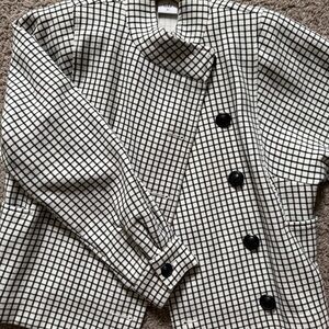 CAbi Black and White Plaid Cape